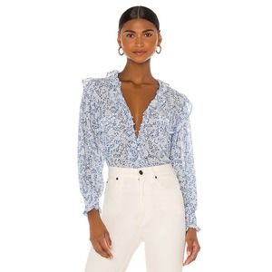 Misa Los Angeles Blue Floral Blouse